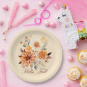 Assiettes En Carton Bonjour automne Watercolor fleurs sauvages feuille (Fête)