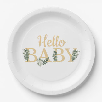 Assiettes En Carton Bonjour Baby Eucalyptus Plaques