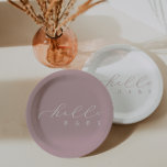 Assiettes En Carton Bonjour Baby Pink Script Baby shower minimaliste<br><div class="desc">Nous ajoutons toujours de nouveaux designs chaque semaine !</div>