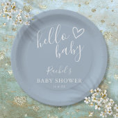 Assiettes En Carton Bonjour Baby shower Bébé Garçon Dusty Bleu mignon 