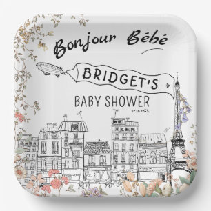 Assiettes En Carton Bonjour Bebe Baby shower neutre du genre