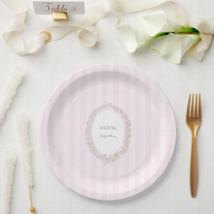 Assiettes En Carton Bonjour Bebe French Patisserie Baby shower Rose