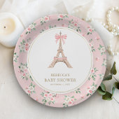 Assiettes En Carton Bonjour Bebe French Pink Café Baby shower