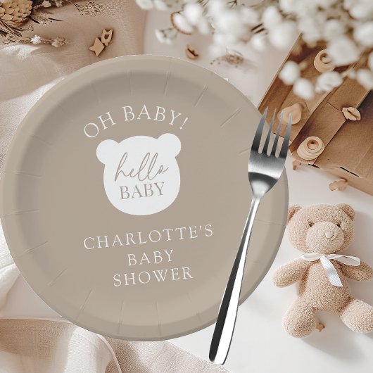 Assiettes En Carton Bonjour bébé ours C'est un garçon