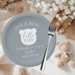 Assiettes En Carton Bonjour bébé ours C'est un garçon<br><div class="desc">Ce charmant design pour bébé est orné d'un adorable motif d'ours, parfait pour célébrer l'arrivée d'un nouveau petit. Le design est doux et fantaisiste, avec les mots "bonjour bébé" bébé ours ajoutant une touche ludique à l'ensemble. Idéal pour une douche neutre pour les hommes et les femmes, ce design ravira...</div>