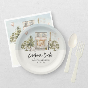 Assiettes En Carton Bonjour Bébé Paris Fête Prénatale pour Bébé