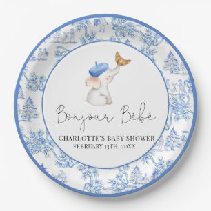 Assiettes En Carton Bonjour Bebe Romantique French Girl Baby shower Pa