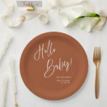 Assiettes En Carton Bonjour Bébé Terracotta Bohemian Baby shower Terra<br><div class="desc">#zazzlemade</div>