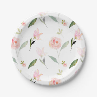 Assiettes En Carton Bonjour belle aquarelle florale
