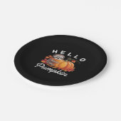 Assiettes En Carton Bonjour Citrouille - Jolie Automne Sloth Feuilles  (Angle)