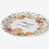 Assiettes En Carton Bonjour Citrouille Plaques de papier automne Fête (Angle)