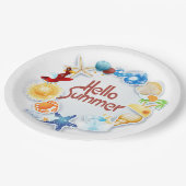 Assiettes En Carton Bonjour été (Angle)