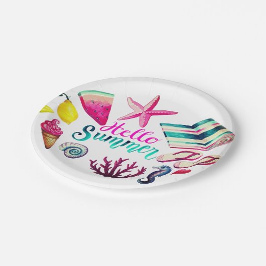 Assiettes En Carton Bonjour été (Angle)