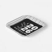 Assiettes En Carton Bonjour Nouvel An Gras Noir Blanc Personnalisé Nom (Angulaire)