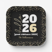 Assiettes En Carton Bonjour Nouvel An Noir Or Moderne Personnalisé Nom (Recto)