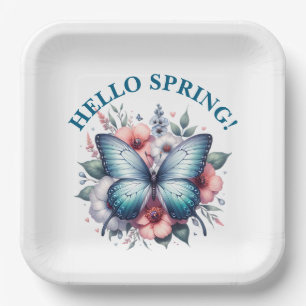 Assiettes En Carton Bonjour Papillon de Printemps-96282
