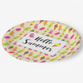 Assiettes En Carton Bonjour Popsicles d'été et crème glacée (Angle)