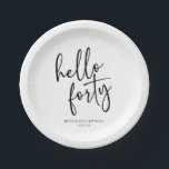 Assiettes En Carton Bonjour Quarante Minimaliste 40e fête d'anniversai<br><div class="desc">Voici Hello Quarty Minimal Minimaliste Black White 40th Birthday Party Plaques papier!</div>