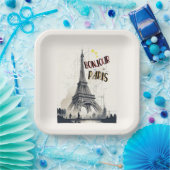 Assiettes En Carton Bonjour Skyline Marathon Paris (Fête)