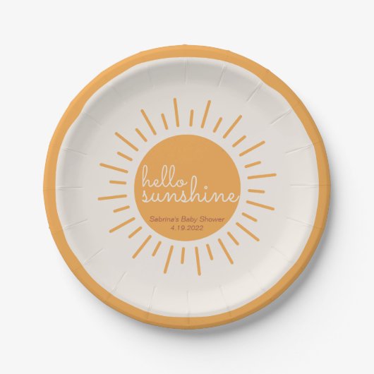 Assiettes En Carton Bonjour Sunshine Boho Baby shower (Devant)