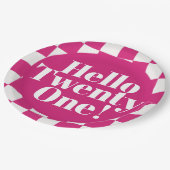 Assiettes En Carton Bonjour Vingt et un Hot rose 21e fête d'anniversai (Angle)