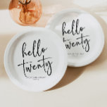 Assiettes En Carton Bonjour Vingt Minimaliste 20e fête d'anniversaire<br><div class="desc">Ce sont Hello Vingt Minimal Minimaliste Noir Blanc 20e Anniversaire Plaques de papier fête!</div>