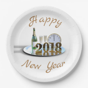Assiettes En Carton Bonne année 2018
