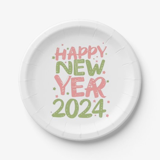 Assiettes En Carton Bonne année 2024 (Devant)