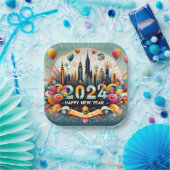 Assiettes En Carton Bonne année 2024 Plaque papier (Fête)
