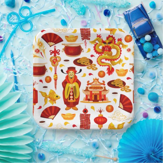 Assiettes En Carton Bonne année chinoise (Fête)
