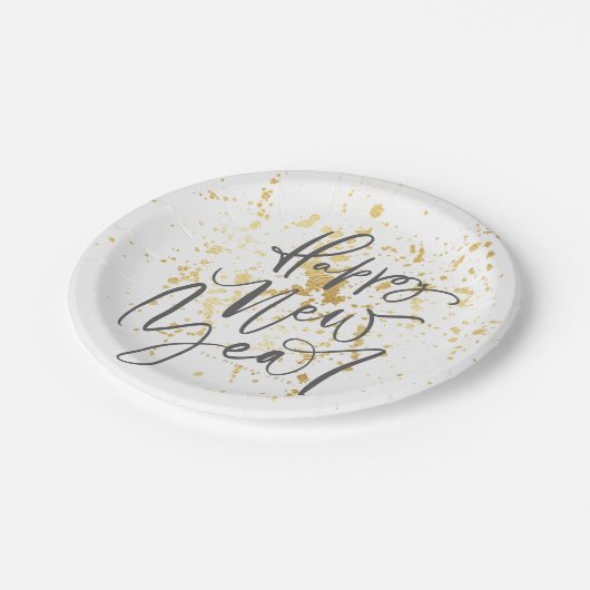 Assiettes En Carton Bonne année en gris texte manuscrit (Angle)