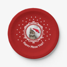 'Bonne Année Meow ! ' Plaque de papier de Noël de