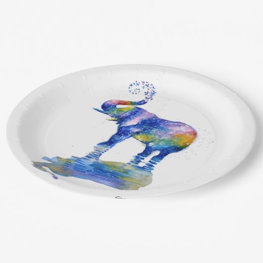 Assiettes En Carton Bonne aquarelle d'éléphant (Angle)