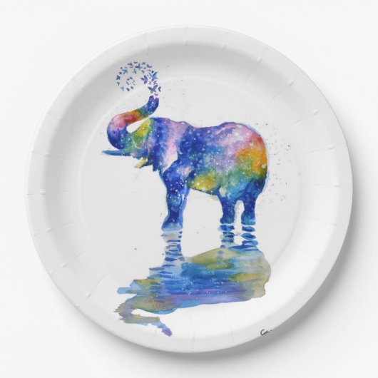 Assiettes En Carton Bonne aquarelle d'éléphant (Devant)