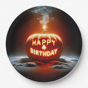 Assiettes En Carton Bonne bougie Jack-o-lanterne pour anniversaire