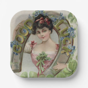 Assiettes En Carton Bonne Chance - Carte Vintage de la Saint-Patrick