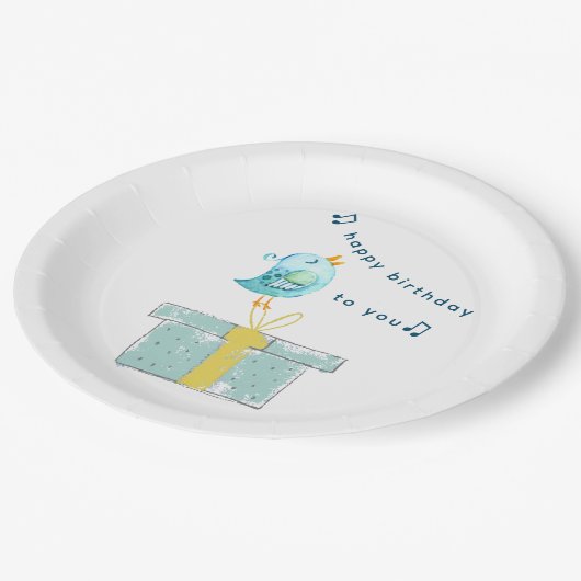 Assiettes En Carton Bonne Chanson d'anniversaire (Simple Little Bird 2 (Angle)
