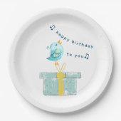 Assiettes En Carton Bonne Chanson d'anniversaire (Simple Little Bird 2 (Devant)