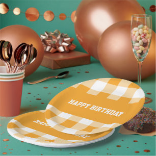 Assiettes En Carton Bonne en vichy d'anniversaire