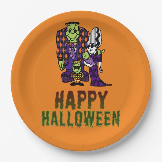Assiettes En Carton Bonne famille Halloween Frankenstein (Devant)