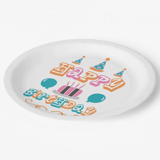Assiettes En Carton Bonne fête d'anniversaire Plaques de papier (Angle)