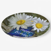 Assiettes En Carton Bonne fête d'anniversaire White Daisy (Angle)