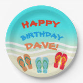 Assiettes En Carton Bonne fête de plage d'anniversaire personnalisé (Devant)