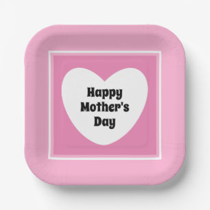 Assiettes En Carton Bonne fête des mères mignonne élégante rose pâle