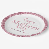 Assiettes En Carton Bonne fête des mères Parties scintillant rose et d (Angle)