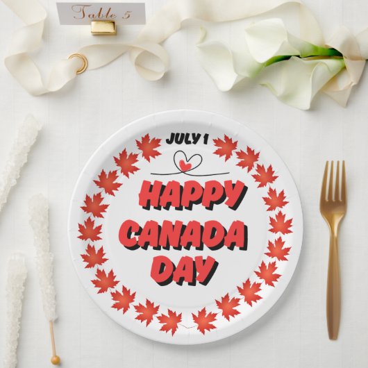 Assiettes En Carton Bonne fête du Canada (Mariage)