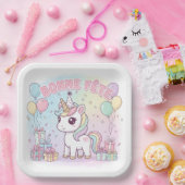 Assiettes En Carton bonne fête licorne  (Fête)