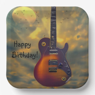Assiettes En Carton Bonne Guitare électrique d'anniversaire