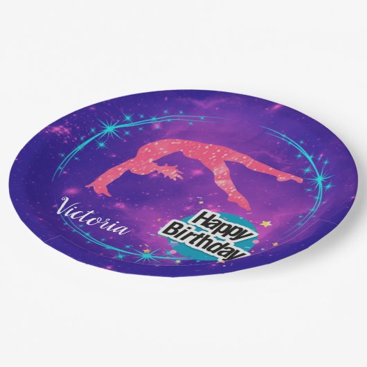 Assiettes En Carton Bonne Gymnastique d'anniversaire Galaxy Tumbling (Angle)