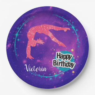 Assiettes En Carton Bonne Gymnastique d'anniversaire Galaxy Tumbling